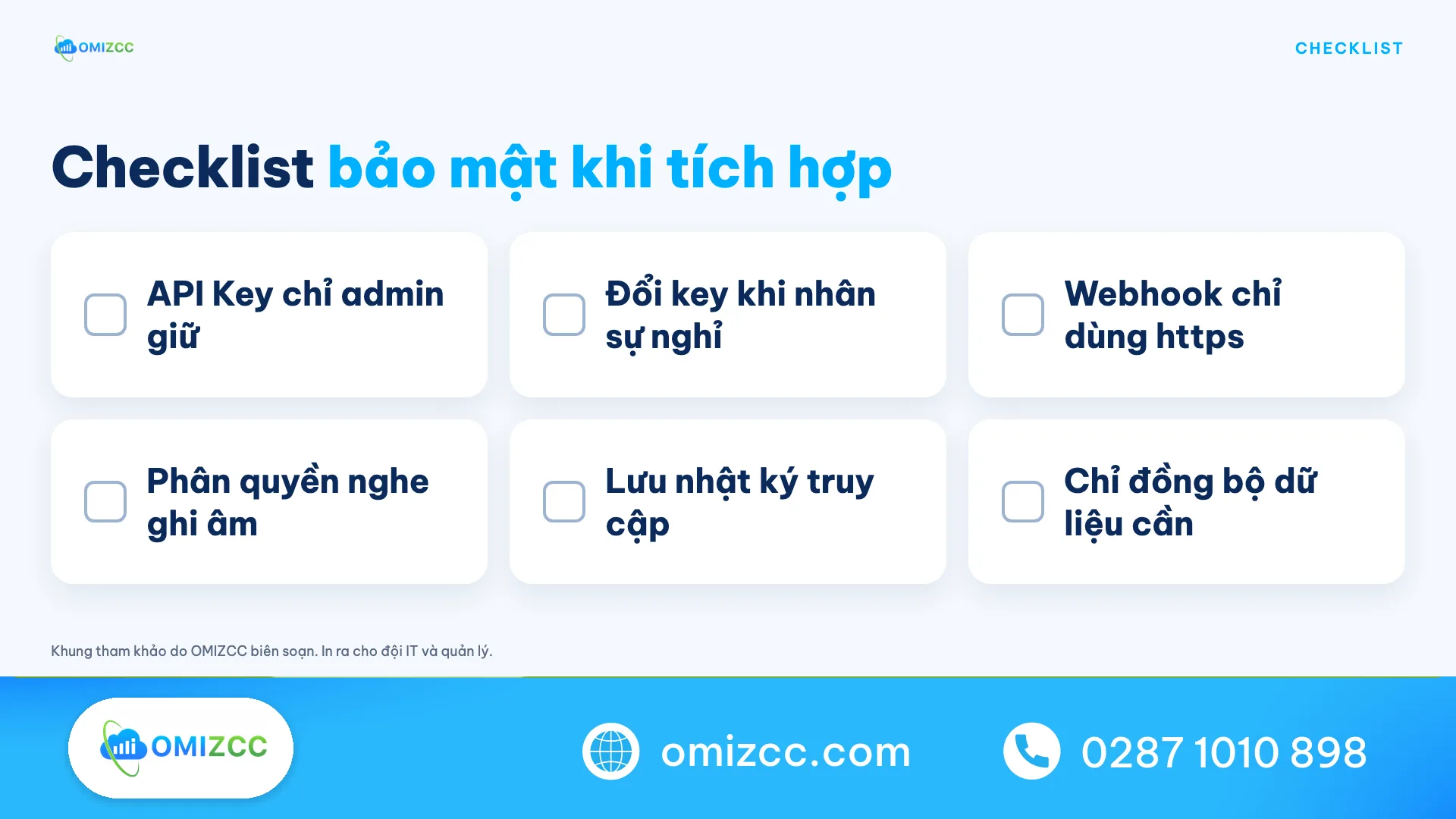 Checklist bảo mật khi tích hợp API giữa CRM và tổng đài